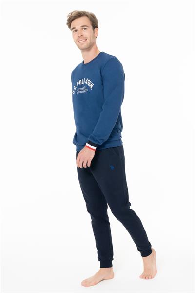 U.s Polo Assn. 18943 Erkek Uzun Kollu Bisiklet Yaka Paçası Bantlı Rahat Ev Giyim-Lacivert