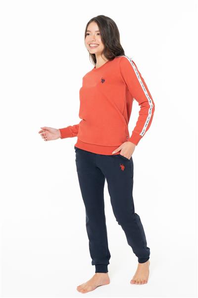 U.s Polo Assn. 20120 Kadın Uzun Kollu Bisiklet Yaka Paçası Bantlı Rahat Ev Giyim-Kiremit