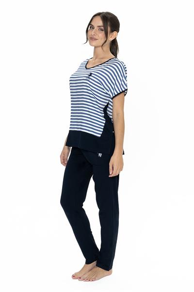 U.s Polo Assn. 20033 Kadın Kısa Kollu Bisiklet Yaka Şortlu Pijama Takımı-Lacivert