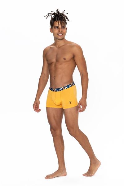 U.s Polo Assn. 80572 Erkek Pamuklu 3lü Boxer-Saks&Sarı&Lacivert
