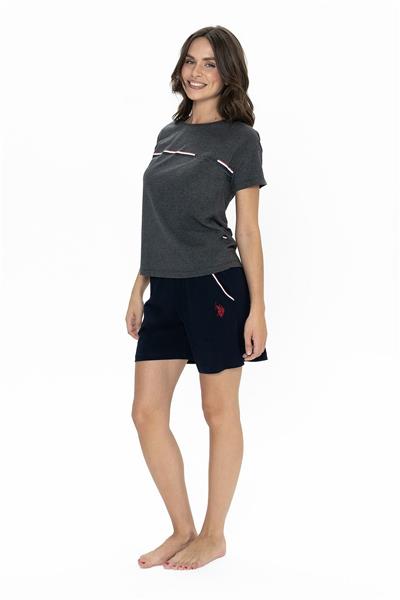 U.s Polo Assn. 20001 Kadın Kısa Kollu Bisiklet Yaka Şortlu Pijama Takımı-Antrasitmelanj