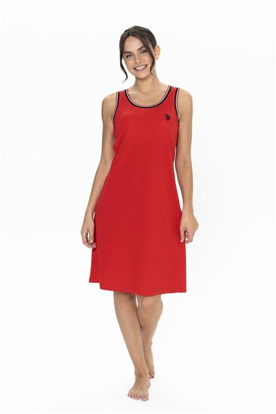 U.s Polo Assn. 20006 Kadın Kalın Askılı Bisiklet Yaka Rahat Ev Giyim-Kırmızı