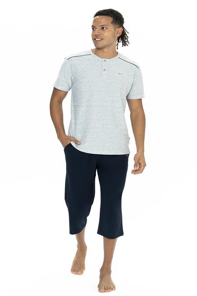 U.s Polo Assn. 18887 Erkek Kısa Kollu Bisiklet Yaka Kapri Pijama Takımı-Gri