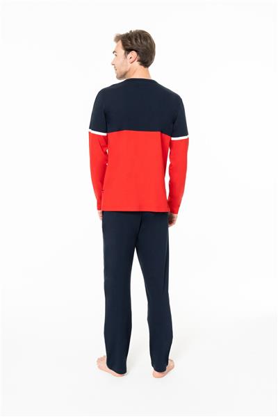 U.s Polo Assn. 18952 Erkek Uzun Kollu Bisiklet Yaka Pijama Takımı-Kırmızı