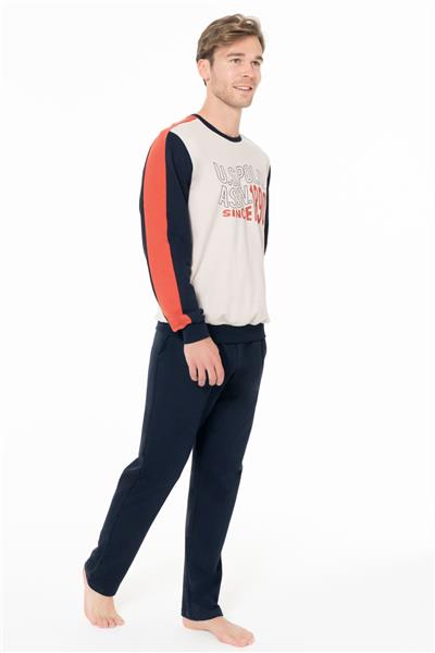U.s Polo Assn. 18939 Erkek Uzun Kollu Bisiklet Yaka Rahat Ev Giyim-Bej