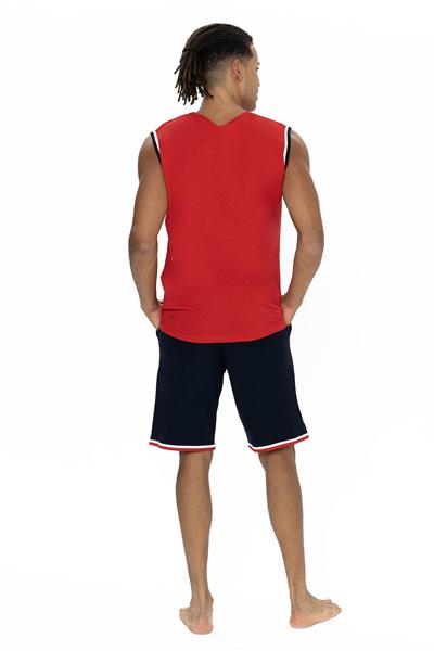 U.s Polo Assn. 18872 Erkek Kolsuz Bisiklet Yaka Şortlu Pijama Takımı-Kırmızı