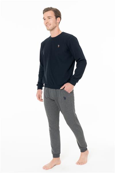U.s Polo Assn. 18995 Erkek Uzun Kollu Bisiklet Yaka Paçası Bantlı Rahat Ev Giyim-Lacivert