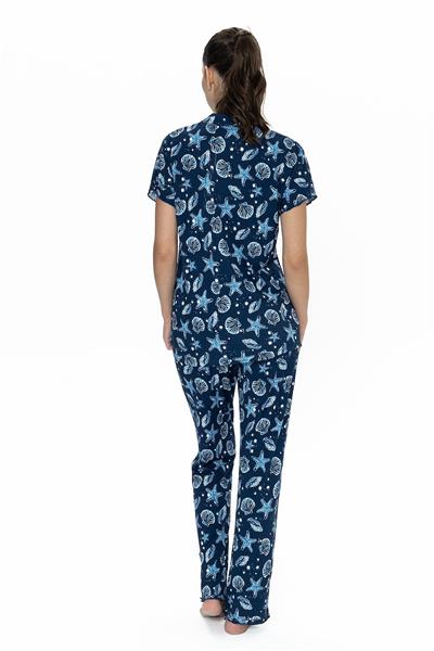 U.s Polo Assn. 20084 Kadın Kısa Kollu Gömlek Pijama Takım-Lacivert