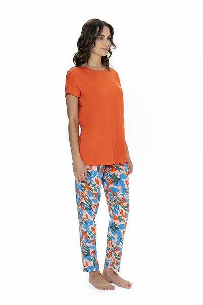 U.s Polo Assn. 20097 Kadın Kısa Kollu Bisiklet Yaka Pijama Takımı-Turuncu