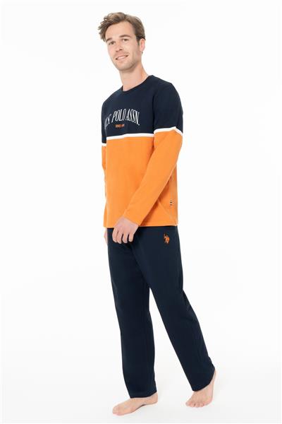 U.s Polo Assn. 18952 Erkek Uzun Kollu Bisiklet Yaka Pijama Takımı-Turuncu