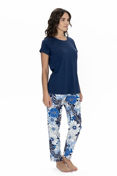 U.s Polo Assn. 20095 Kadın Kısa Kollu Bisiklet Yaka Pijama Takımı-Lacivert