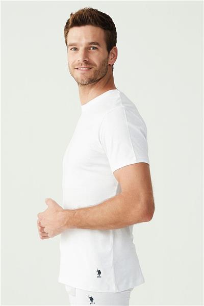 U.s Polo Assn. 90002 Erkek Battal 2li Yuvarlak Yaka T-Shirt-Beyaz