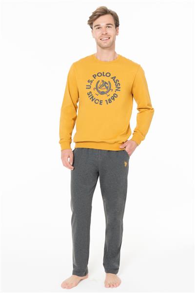 U.s Polo Assn. 18940 Erkek Uzun Kollu Bisiklet Yaka Rahat Ev Giyim-Hardal