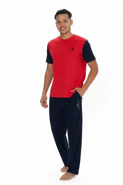 U.s Polo Assn. 18898 Erkek Kısa Kollu Bisiklet Yaka Pijama Takımı-Kırmızı