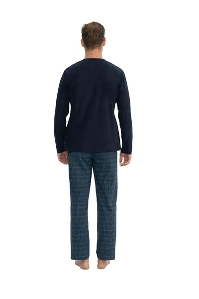 U.s Polo Assn. 18853 Erkek Uzun Kollu Yakası Düğmeli Pijama Takım-Lacivert