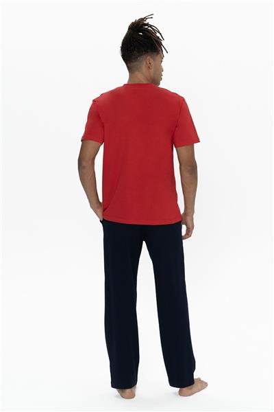 U.s Polo Assn. 18901B Erkek Büyük Beden Kısa Kollu Yakası Düğmeli Pijama Takımı-Kırmızı