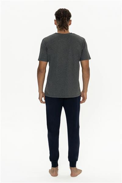 U.s Polo Assn. 18890 Erkek Kısa Kollu Bisiklet Yaka Paçası Lastikli Pijama Takımı-Antrasitmelanj