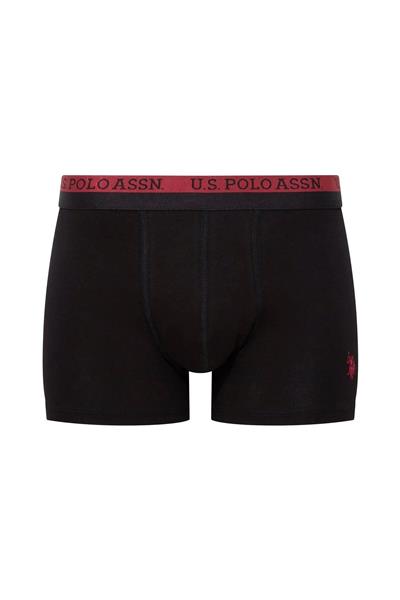 U.s Polo Assn. 80522 Erkek Pamuklu 3lü Boxer-Siyah&Baskılı&Bordo