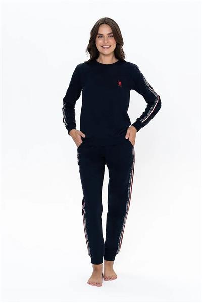 U.s Polo Assn. 20113 Kadın Uzun Kollu Bisiklet Yaka Paçası Lastikli Rahat Ev giyim-Lacivert