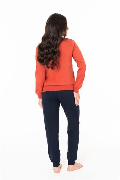 U.s Polo Assn. 20120 Kadın Uzun Kollu Bisiklet Yaka Paçası Bantlı Rahat Ev Giyim-Kiremit