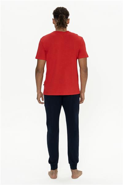 U.s Polo Assn. 18888 Erkek Kısa Kollu Bisiklet Yaka Paçası Lastikli Pijama Takımı-Kırmızı