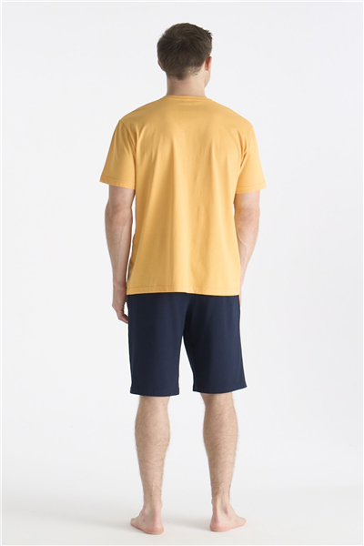 U.s Polo Assn. 19016 Erkek Kısa Kollu Bisiklet Yaka Şortlu Pijama Takımı-Sarı