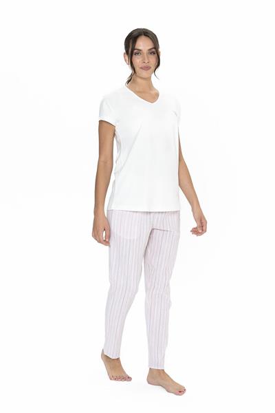 U.s Polo Assn. 20019 Kadın Kısa Kollu V Yaka Pijama Takımı-Ekru