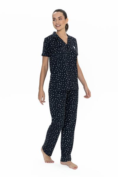 U.s Polo Assn. 20051 Kadın Kısa Kollu Gömlek Pijama Takım-Lacivert