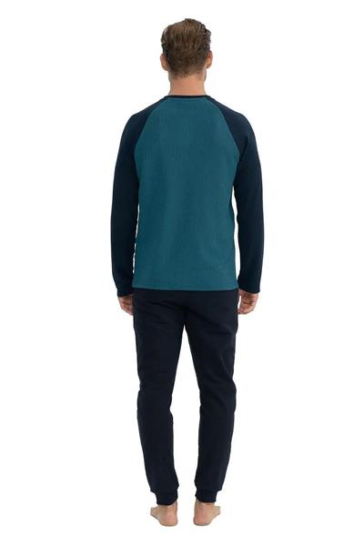 U.s Polo Assn. 18838 Erkek Uzun Kollu Paçası Lastikli Waffle Kumaş Rahat Ev Giyim-Yeşil