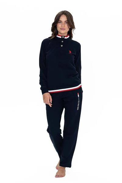 U.s Polo Assn. 20112 Kadın Uzun Kollu Dik Yaka Rahat Ev Giyim-Lacivert