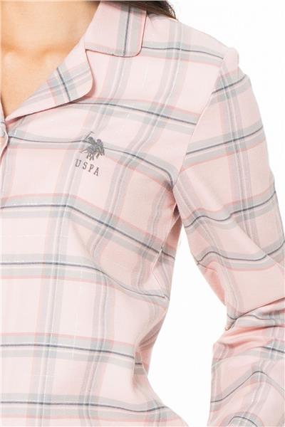 U.s Polo Assn. 20168 Kadın Uzun Kollu Gömlek Pijama Takım-Pembe