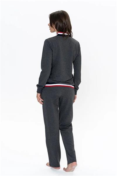 U.s Polo Assn. 20112 Kadın Uzun Kollu Dik Yaka Rahat Ev Giyim-Antrasitmelanj