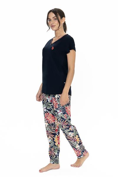 U.s Polo Assn. 20026 Kadın Kısa Kollu V Yaka Pijama Takımı-Lacivert