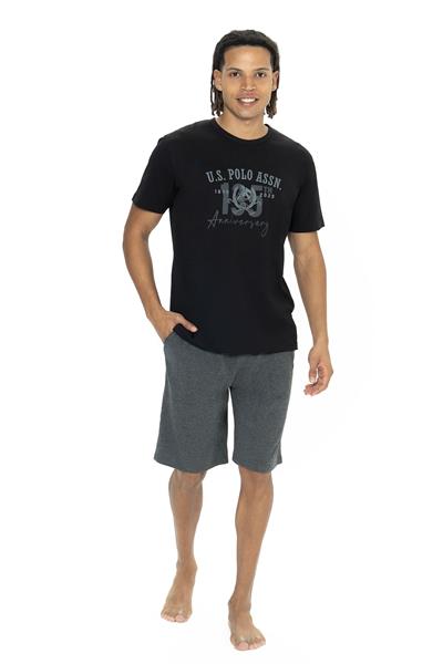 U.s Polo Assn. 18884 Erkek Kısa Kollu Bisiklet Yaka Şortlu Pijama Takımı-Siyah