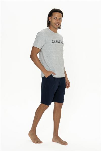 U.s Polo Assn. 18886 Erkek Kısa Kollu Bisiklet Yaka Şortlu Pijama Takımı-Gri