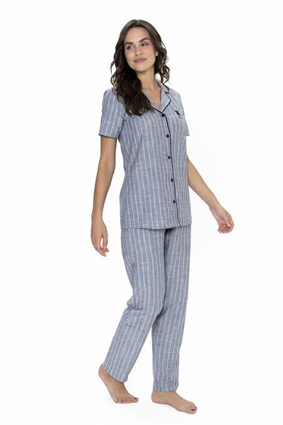 U.s Polo Assn. 20090 Kadın Kısa Kollu Gömlek Pijama Takım-Lacivert