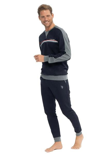 U.s Polo Assn. 18813 Erkek Uzun Kollu Yuvarlak Yaka Paçası Lastikli Rahat Ev Giyim-Lacivert