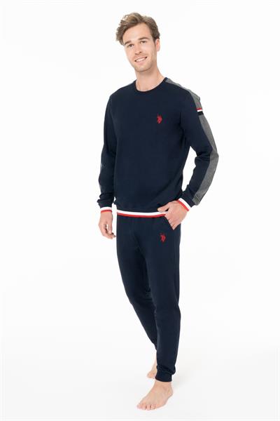 U.s Polo Assn. 18931 Erkek Uzun Kollu Bisiklet Yaka Paçası Bantlı Rahat Ev Giyim-Lacivert