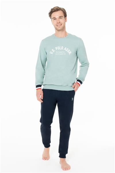 U.s Polo Assn. 18943 Erkek Uzun Kollu Bisiklet Yaka Paçası Bantlı Rahat Ev Giyim-Mint