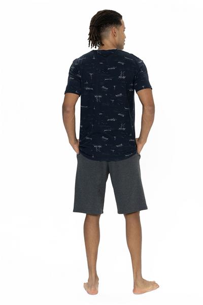 U.s Polo Assn. 18879 Erkek Kısa Kollu Bisiklet Yaka Şortlu Pijama Takımı-Lacivert