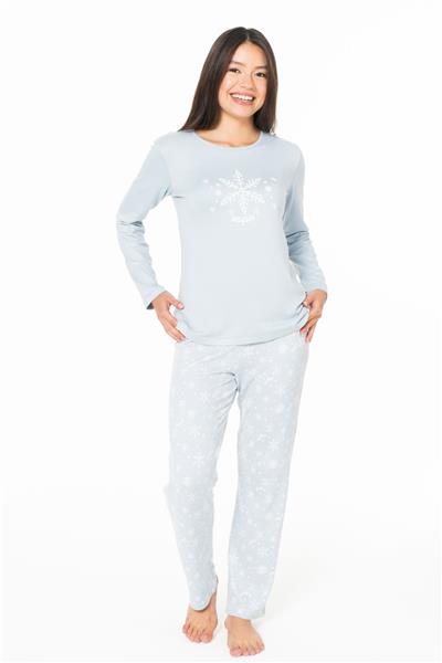 U.s Polo Assn. 20151 Kadın Uzun Kollu Bisiklet Yaka Pijama Takımı-Mavi