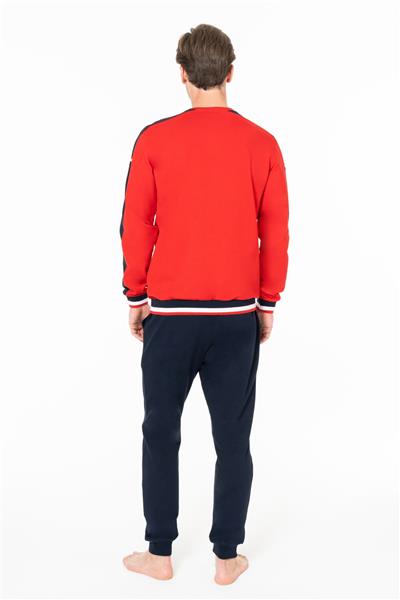 U.s Polo Assn. 18931 Erkek Uzun Kollu Bisiklet Yaka Paçası Bantlı Rahat Ev Giyim-Kırmızı