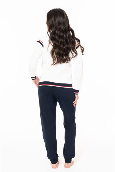 U.s Polo Assn. 20118 Kadın Uzun Kollu Bisiklet Yaka Paçası Bantlı Rahat Ev Giyim-Ekru