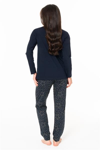 U.s Polo Assn. 20163 Kadın Uzun Kollu Bisiklet Yaka Paçası Bantlı Pijama Takım-Lacivert