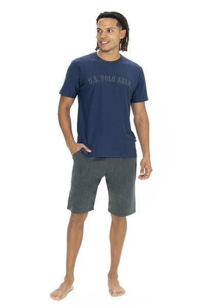 U.s Polo Assn. 18886 Erkek Kısa Kollu Bisiklet Yaka Şortlu Pijama Takımı-Lacivert