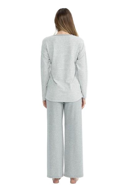 U.s Polo Assn. 17083 Kadın Yumoş Kumaş Uzun Kollu Yuvarlak Yaka Pijama Takımı-Grimelanj