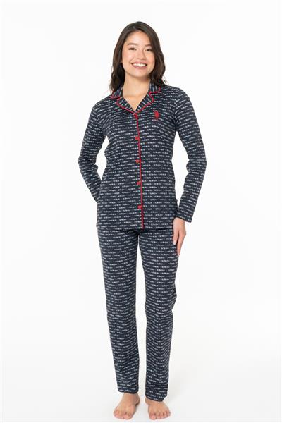 U.s Polo Assn. 20144 Kadın Uzun Kollu Gömlek Pijama Takım-Lacivert