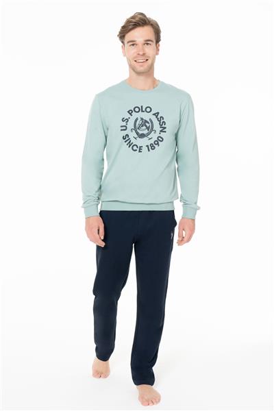 U.s Polo Assn. 18940 Erkek Uzun Kollu Bisiklet Yaka Rahat Ev Giyim-Mint
