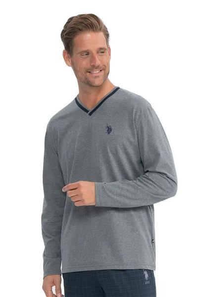 U.s Polo Assn. 18844 Erkek Uzun Kollu V Yakalı Pijama Takımı-Antrasitmelanj