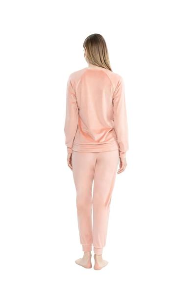 U.s Polo Assn. 17092 Kadın Uzun Kollu Kadife Paçası Lastikli Rahat Ev Giyim-Somon